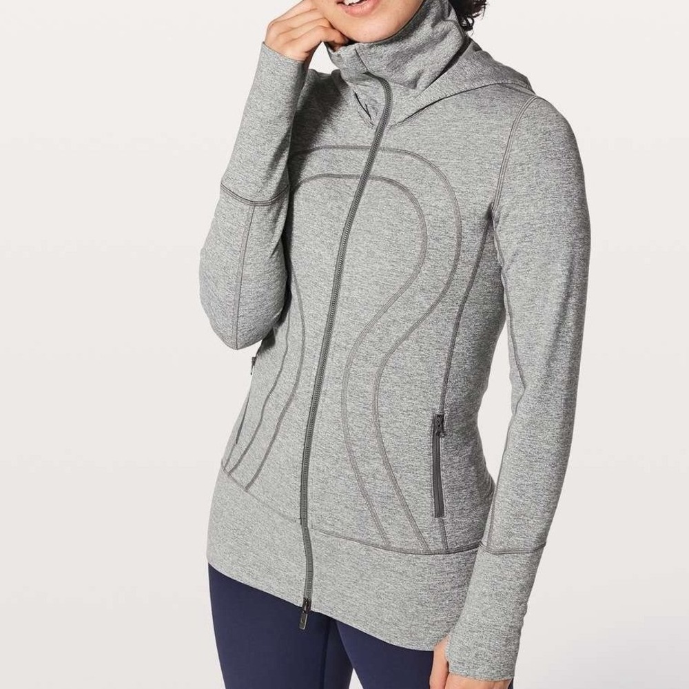 Lululemon Stride Jacket II Heathered Slate Size 6 Hooded Athletic Thumbholes